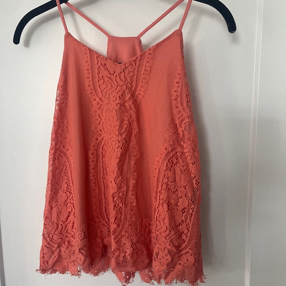 Francesca’s Boho Orange Lace Top